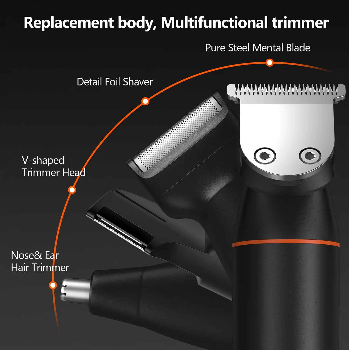 4 in 1 Body Hair Shaver Kits for Men Nose/Beard Hair Trimmer Electric IPX6 Waterproof Groin Pubic Hair Shaver for Man