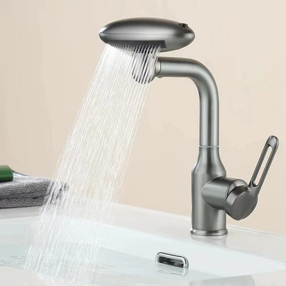 Multi Functional Waterfall Basin Faucet 4 Water Outlet Mode Spray Faucet 360°Rotation,Hot Cold Water Sink Mixer Tap for Bathroom