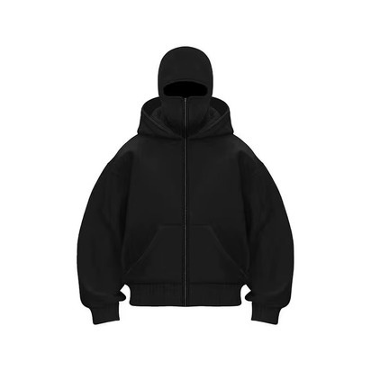 Men and Women Balaclava Y2K Gothic Harajuku Winter New Item Double Hooded Sweatshirt Men'S Hooded Mask Zipper Sportswear