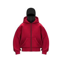 Men and Women Balaclava Y2K Gothic Harajuku Winter New Item Double Hooded Sweatshirt Men'S Hooded Mask Zipper Sportswear