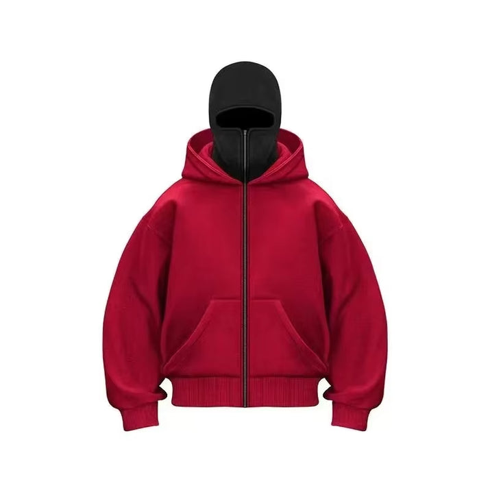 Men and Women Balaclava Y2K Gothic Harajuku Winter New Item Double Hooded Sweatshirt Men'S Hooded Mask Zipper Sportswear