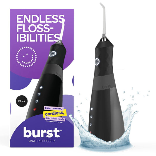 Cordless Electric Water Flosser for Effective Dental Care (3 Modes, Black) | Plaque Removal for Braces & Dental Work | Portable Design with Refillable 110ml Tank
