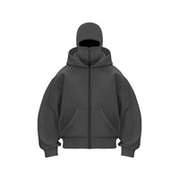 Men and Women Balaclava Y2K Gothic Harajuku Winter New Item Double Hooded Sweatshirt Men'S Hooded Mask Zipper Sportswear