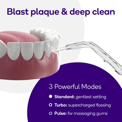 Cordless Electric Water Flosser for Effective Dental Care (3 Modes, Black) | Plaque Removal for Braces & Dental Work | Portable Design with Refillable 110ml Tank