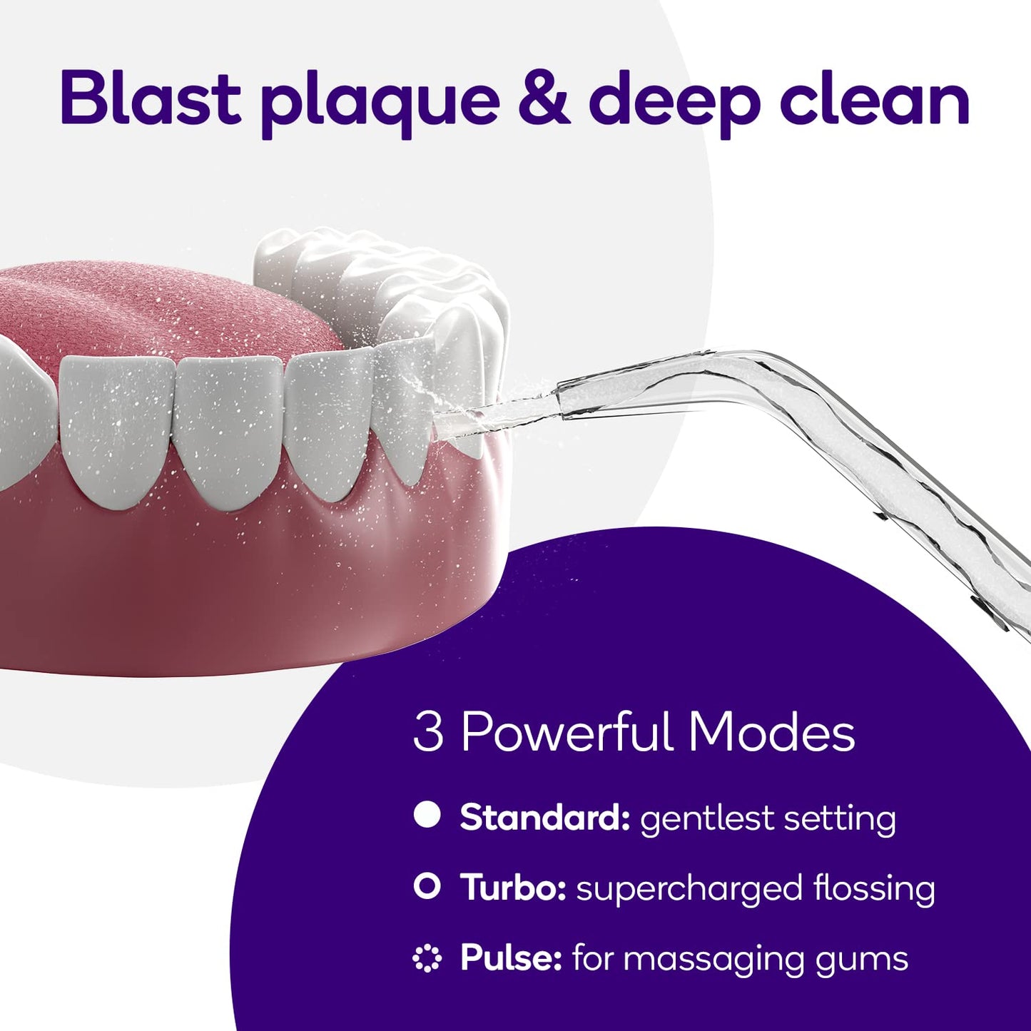Cordless Electric Water Flosser for Effective Dental Care (3 Modes, Black) | Plaque Removal for Braces & Dental Work | Portable Design with Refillable 110ml Tank