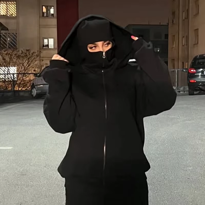 Men and Women Balaclava Y2K Gothic Harajuku Winter New Item Double Hooded Sweatshirt Men'S Hooded Mask Zipper Sportswear