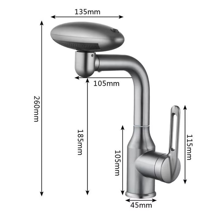 Multi Functional Waterfall Basin Faucet 4 Water Outlet Mode Spray Faucet 360°Rotation,Hot Cold Water Sink Mixer Tap for Bathroom